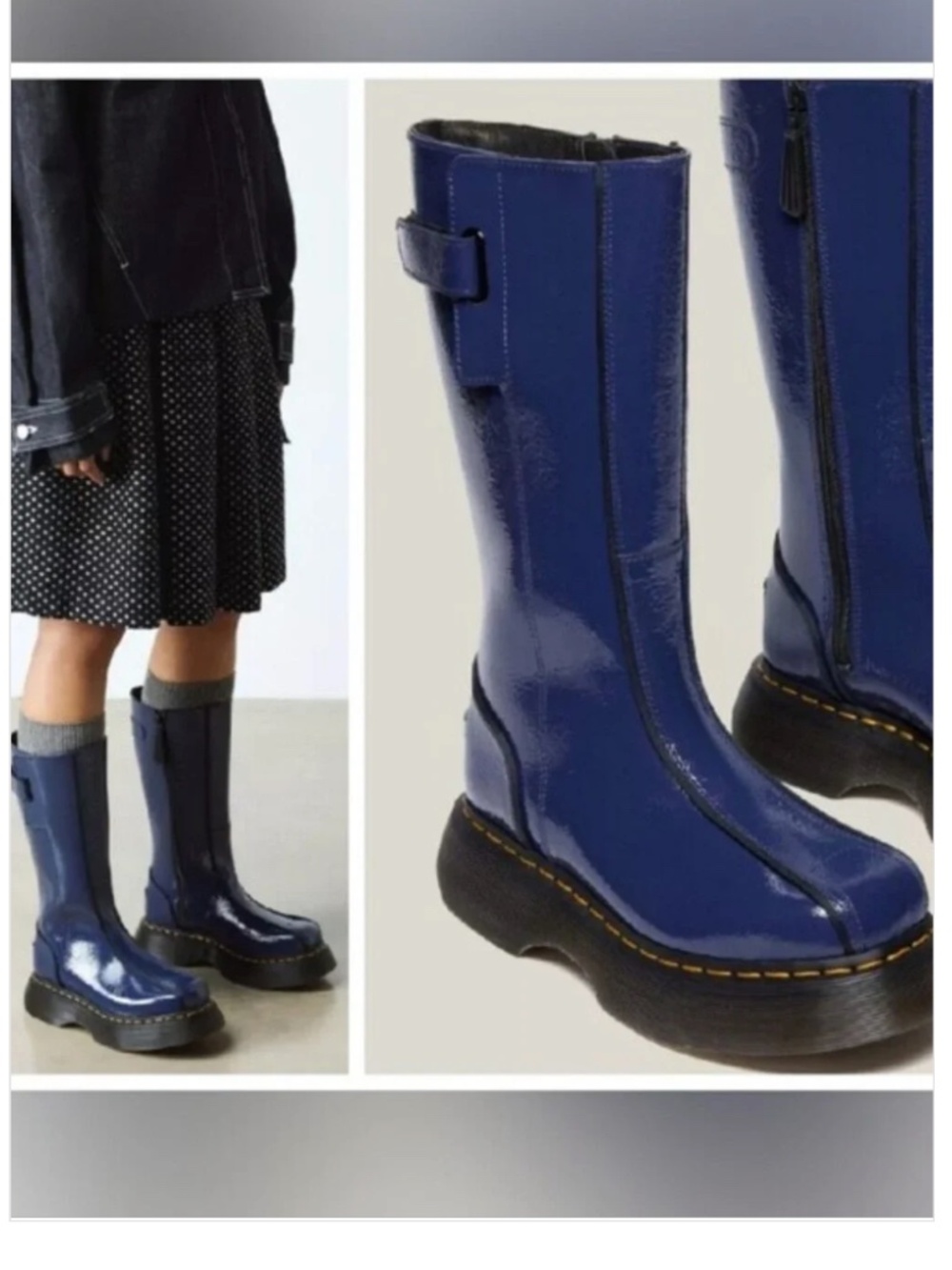 Dr Martens Buzz Hi Distressed Patent Boots 7 NEW RARE